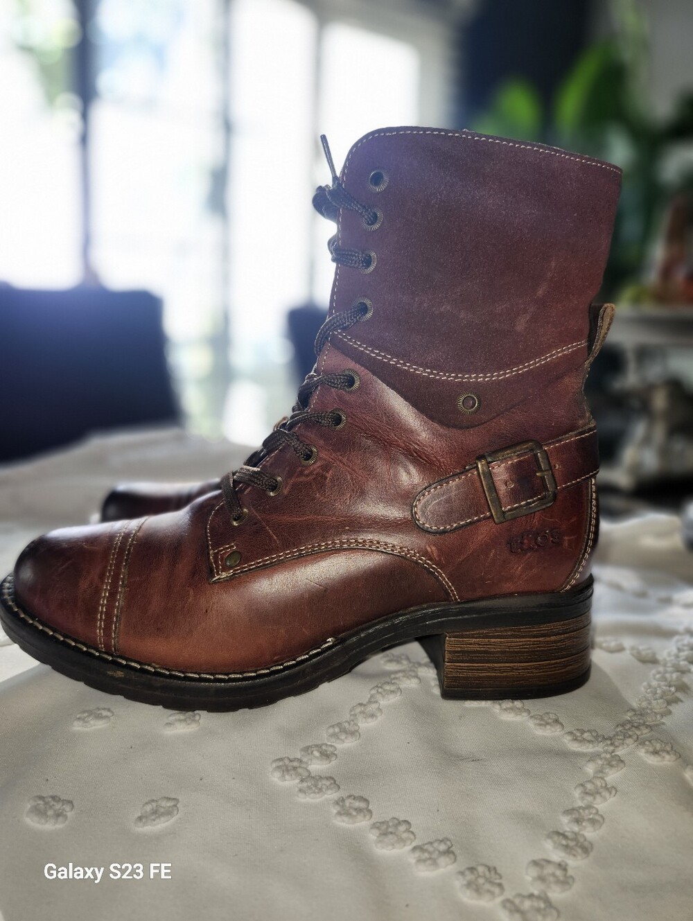 Taos Crave Bordeaux Urban Combat Boot Size 38